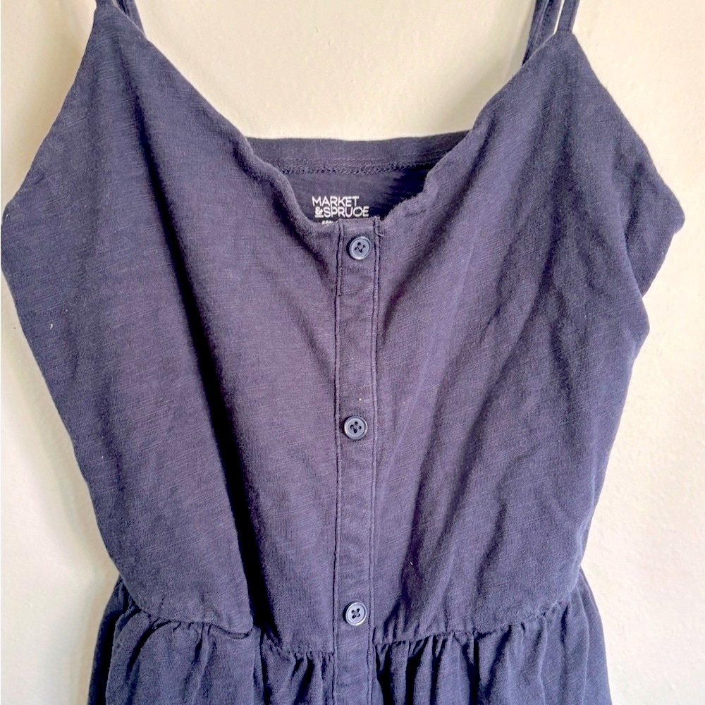 Market & Spruce Navy Button-Front Dress Maxi